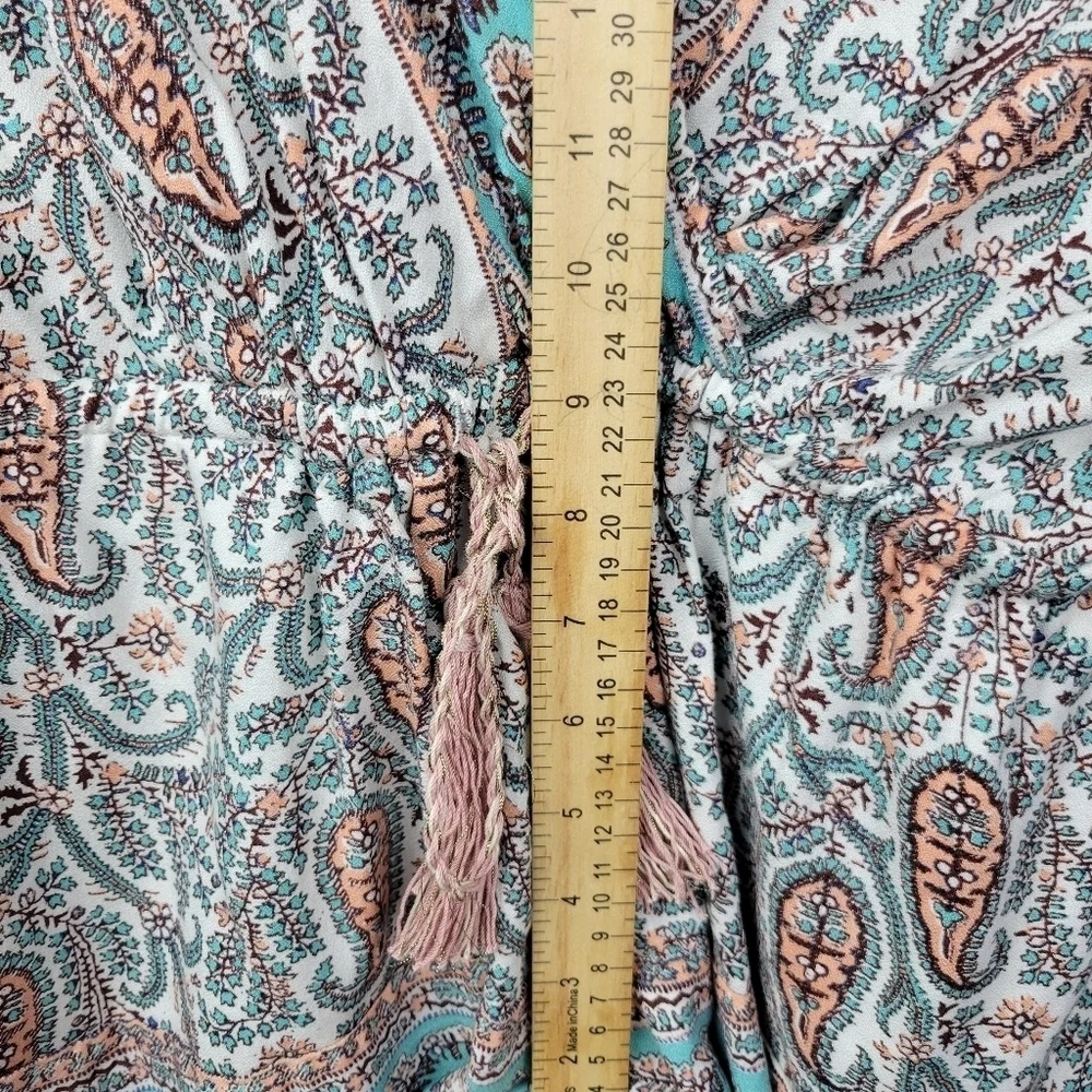 Chelsea & Violet Paisley bohemian surplice romper with‎ elastic waist Womens L